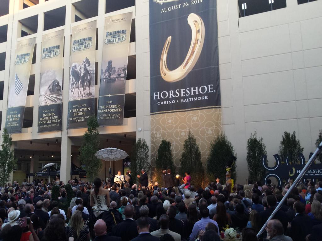 Attendees to the VIP party celebrating the opening of the Horseshoe Casino Baltimore.  (photo by P. Kenneth Burns/WYPR)
